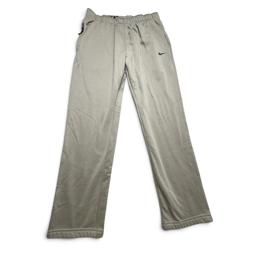 Nike Therma-FIT Mens XL Khaki Fleece Straight Leg Open Hem Sweatpants Pockets